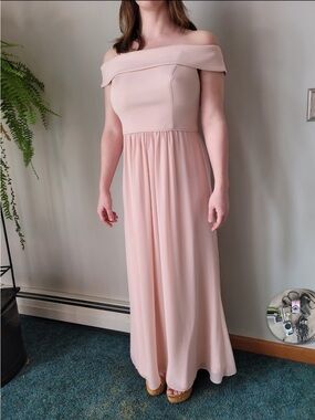 Adrianna Papell Blush Off-Shoulder Maxi Dress